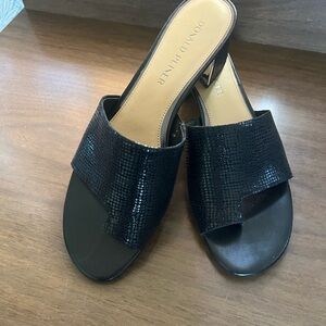 Donald J. Pliner Black Textured Mules